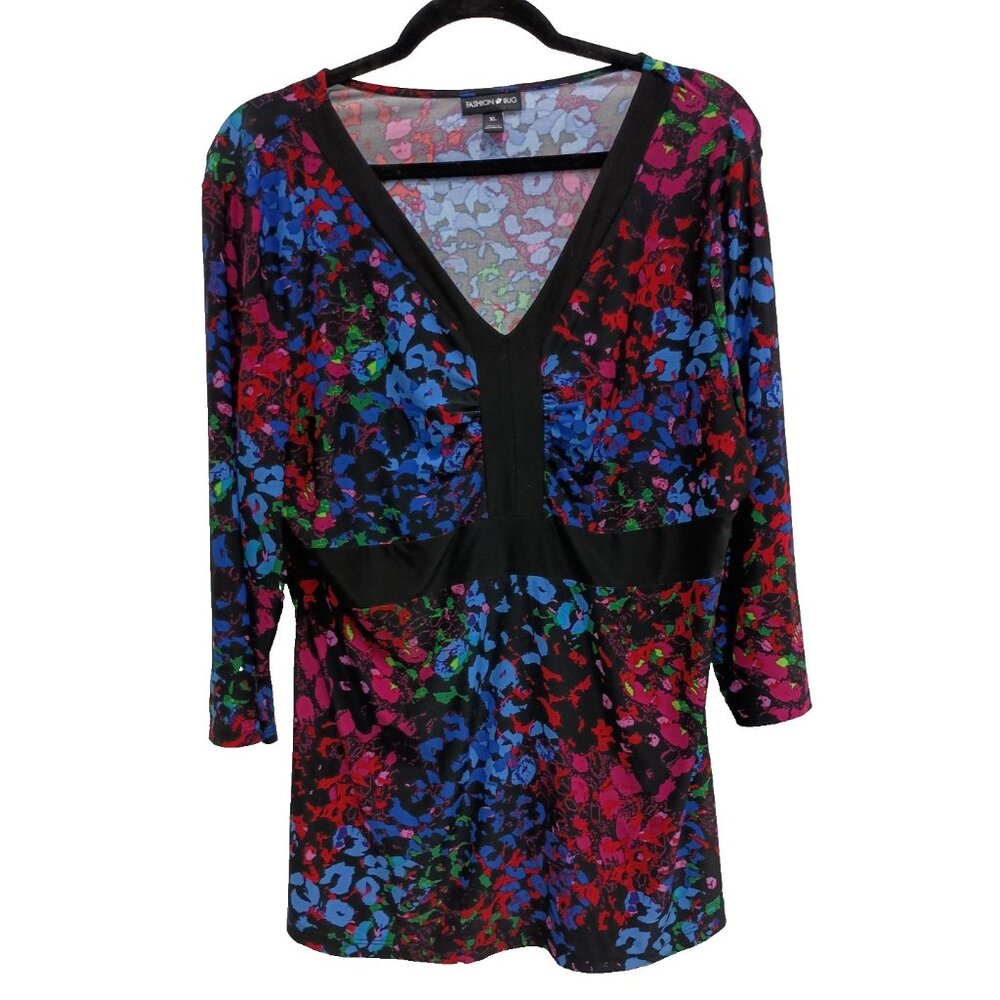 Vintage Y2K Fashion Bug Babydol Tunic Top Womens XL Dark Floral Whimsygoth